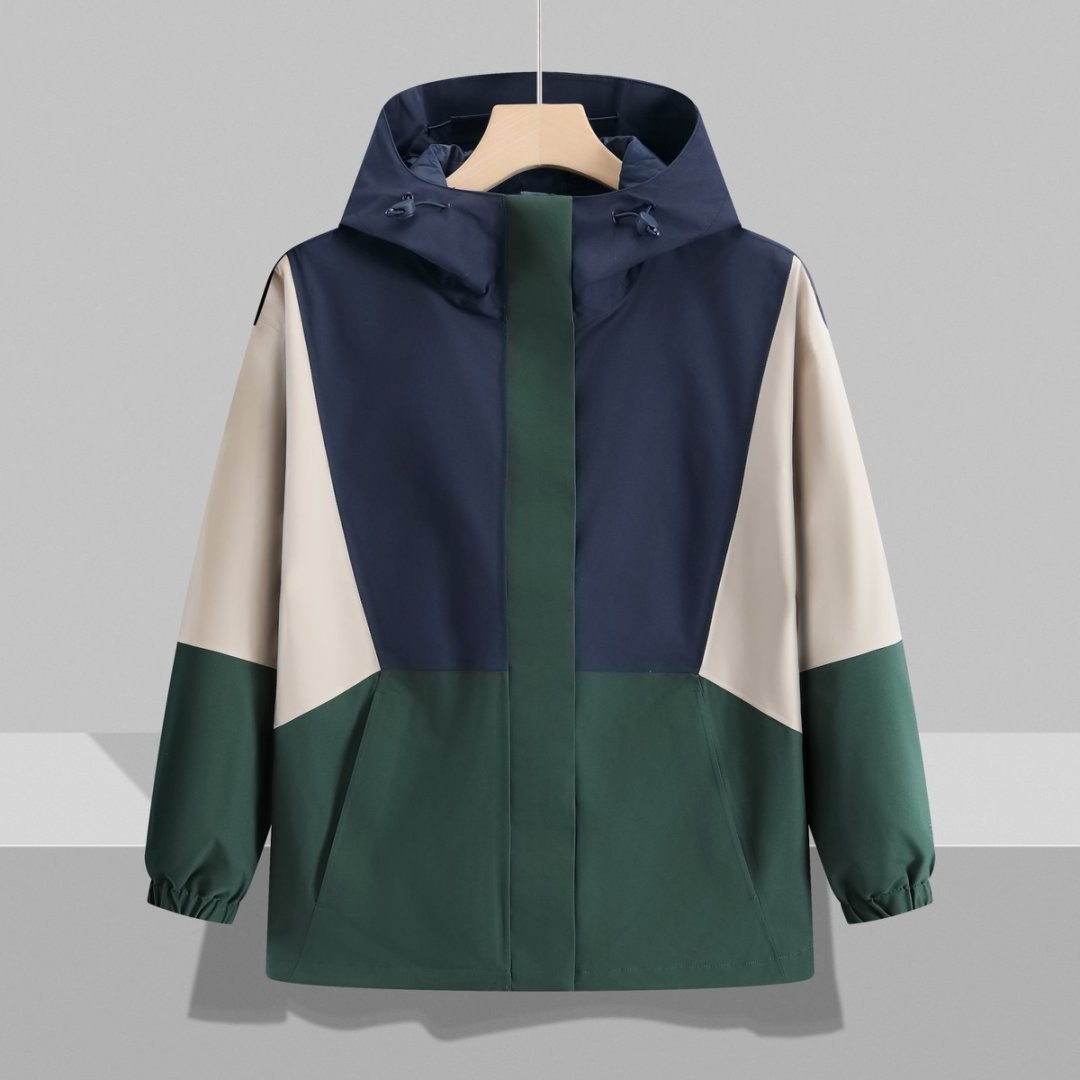 Custom Logo Print Men's Trench Coat with Long Sleeves Windproof and Waterproof Hiking Jacket Comfortable Overcoat