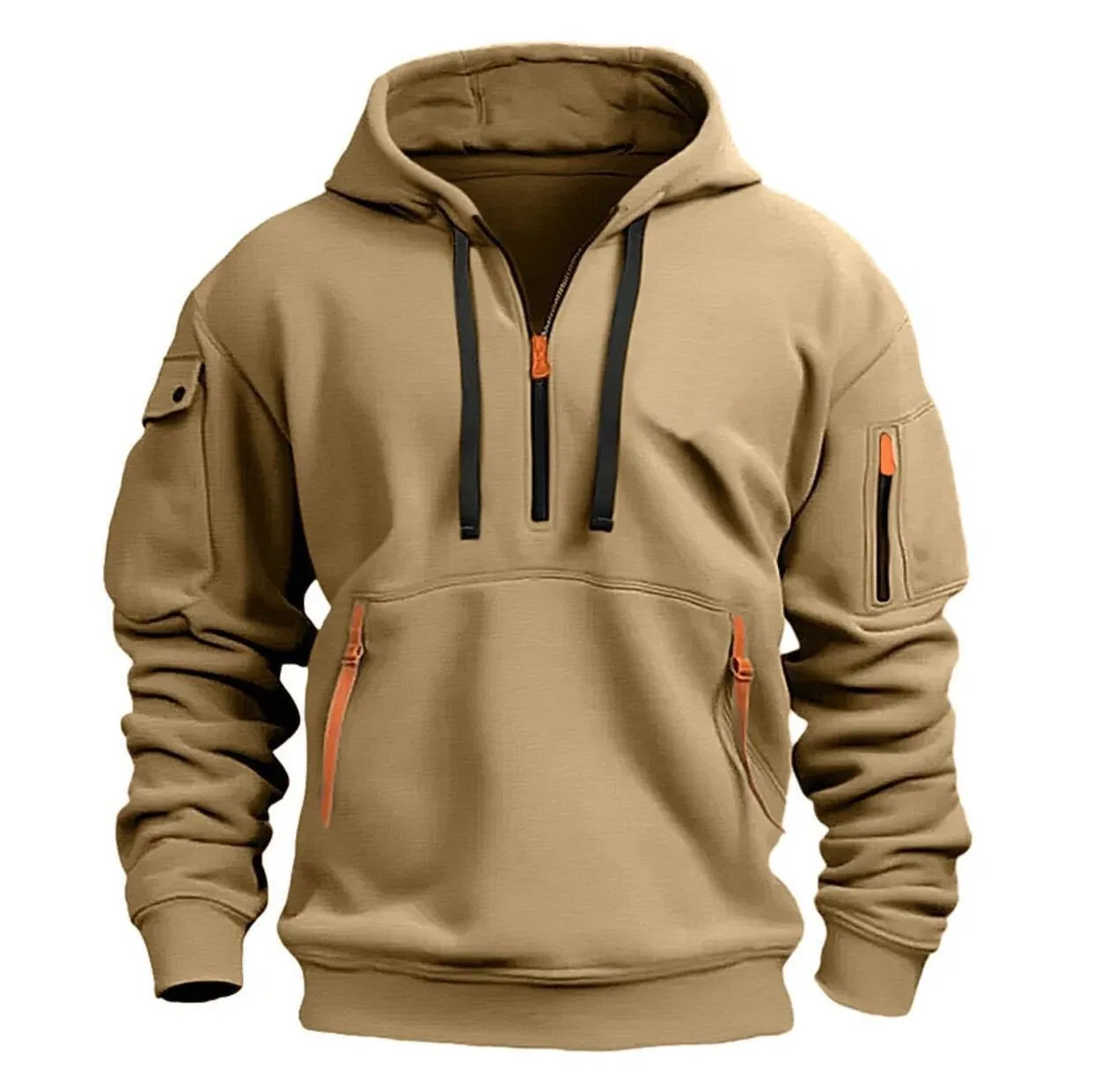 Custom Tactical Men Hoodie Quarter Zip Sweatshirt with Zipper Pockets