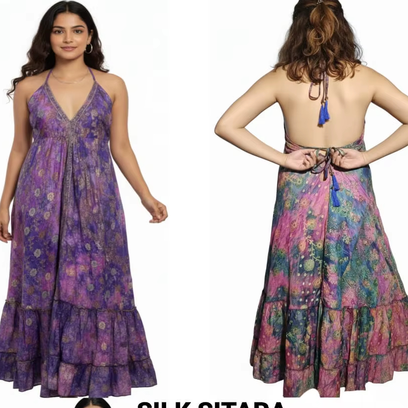 Elegant Vintage Boho Tie-Dye Frill Summer Crystal Maxi Dress Women Embroidered Formal Occasions Cocktail Floor-Length A-Line