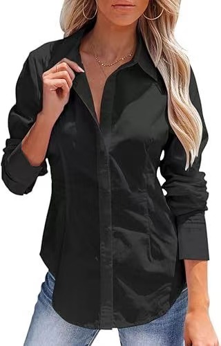 Women's ButtonDown Shirts Long Sleeve DressShirts Wrinkle Free Collared Work Office Solid Blouses...