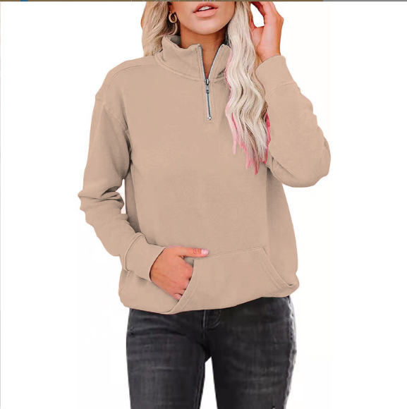 Custom Logo Women's Full Zip Cotton Pullover Hoodie Sweatshirt