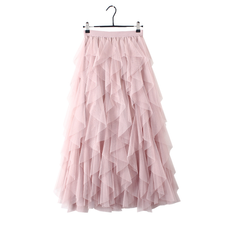 Tulle Skirts Womens Skirts Fashion Elastic High Waist Mesh Tutu Maxi Pleated Long Midi Jupe Women's Skirt