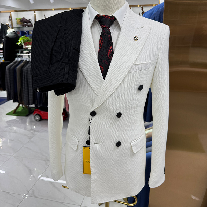 High Quality Two-Piece Men's Wedding Suit Sets Wholesale Business Office Fashion Blazer + Pants Top Men's Clothing
