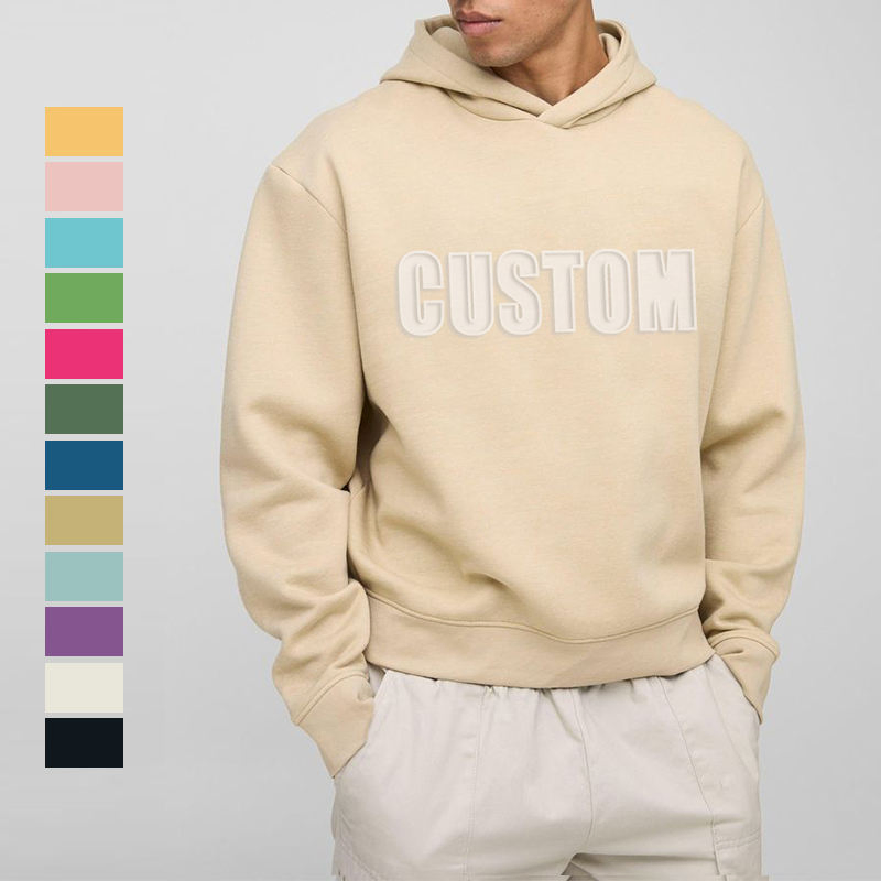 Custom Logo Printed 500GSM Heavyweight Hoodie Unisex Boxy Oversized Cotton Fleece Sweatshirt