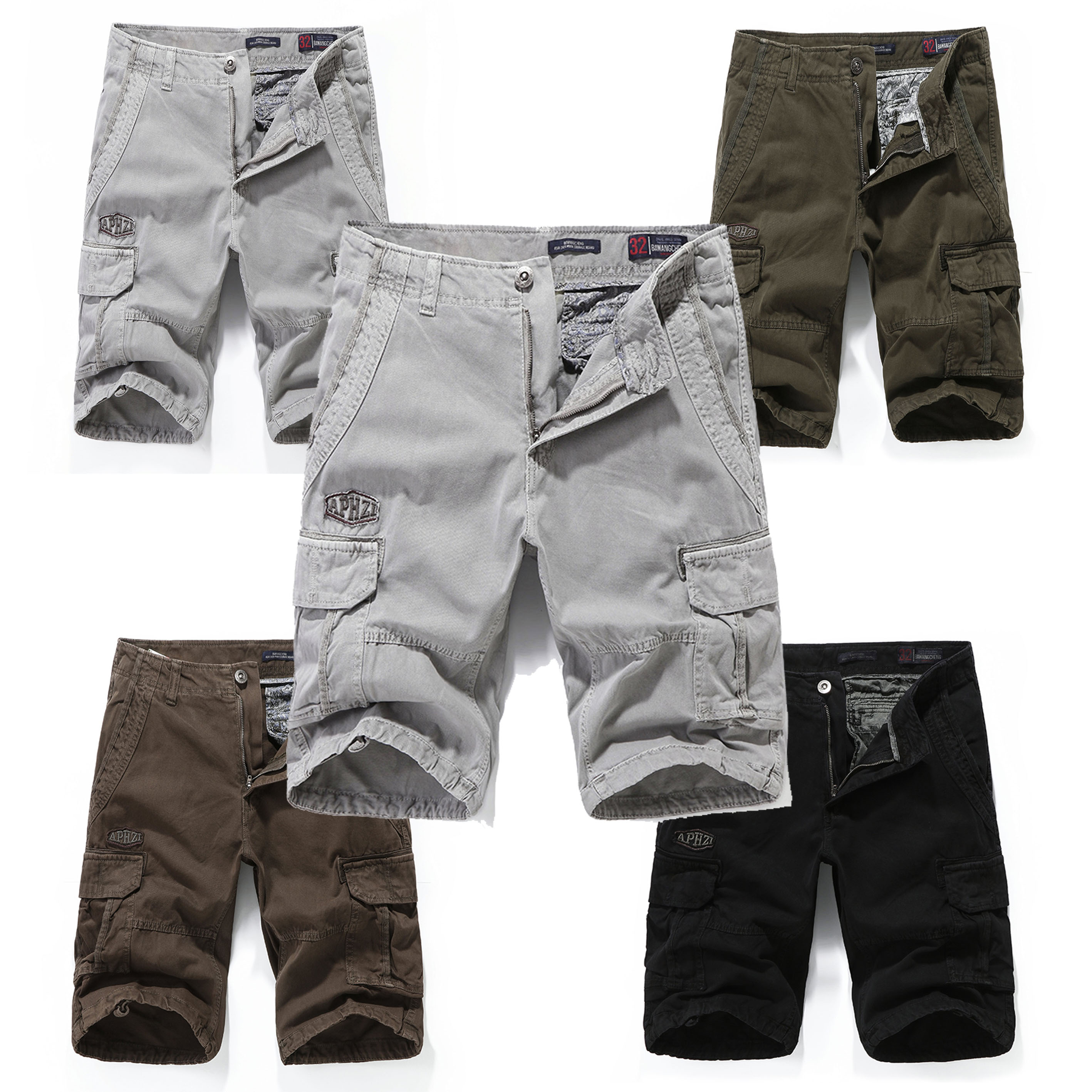 2023 Bawangcheng Multiple Bags of Men's Small Foot Slim Cargo Pants Tactical Pants Style Cargo Short Pants