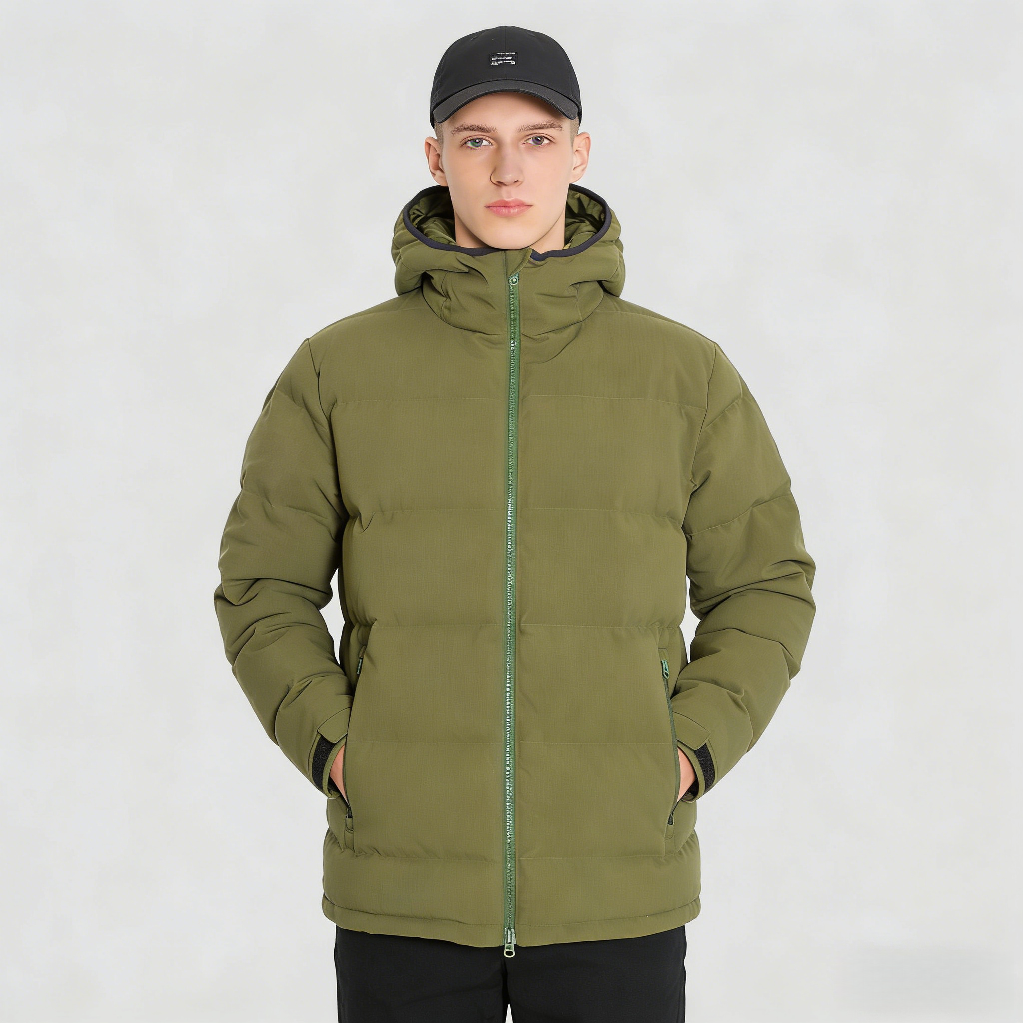 Mens Hooded Zipper Nylon Oxford Ripstop TPU Breathable Membrane Water Resistance White Duck Outdoor Padding Puffer Winter Jacket