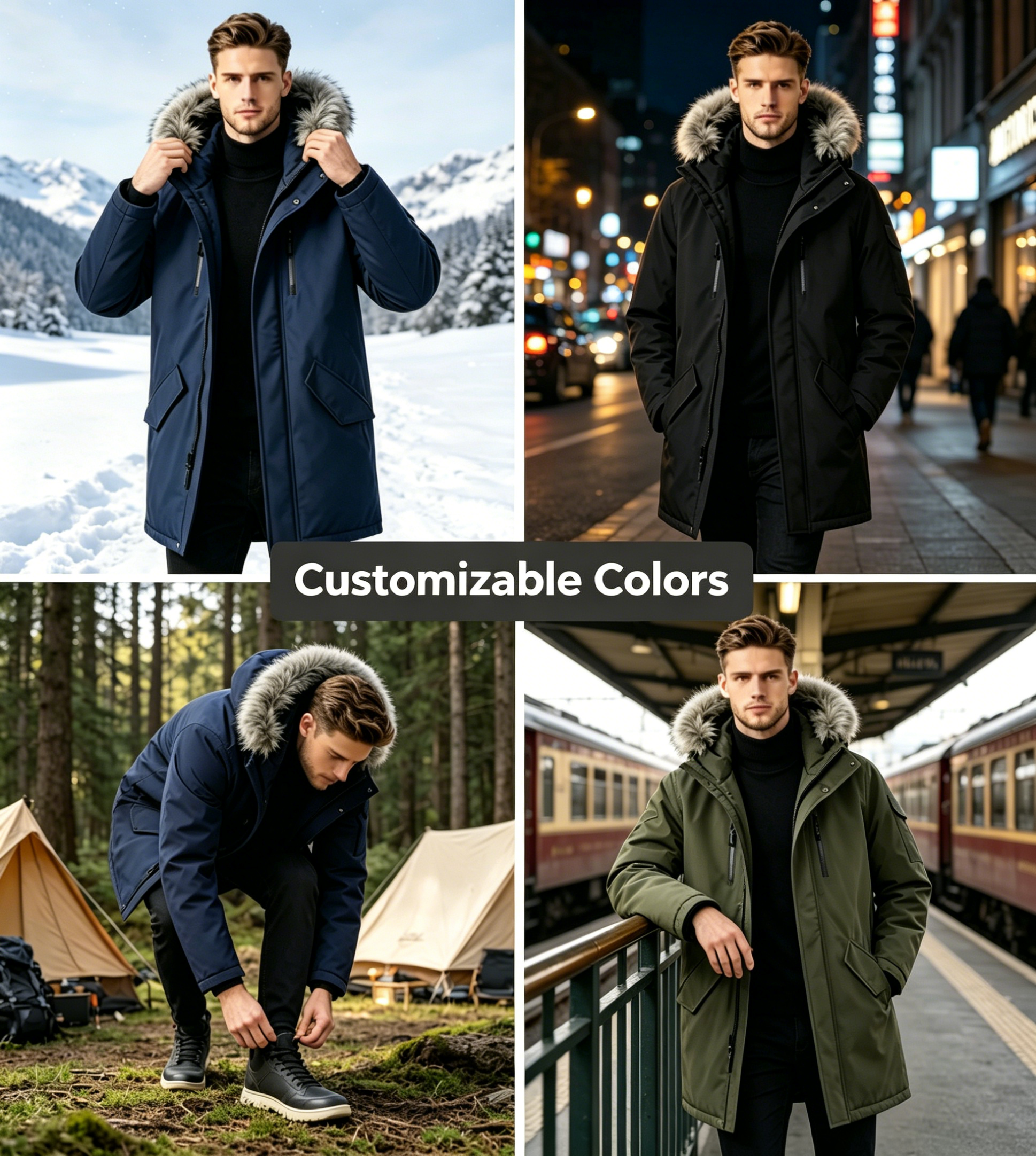 OEM Custom Design Puffer Parka Jackets Men's Hooded Warm Coat Winter Mens Parka Winter Jacket for Men Logo
