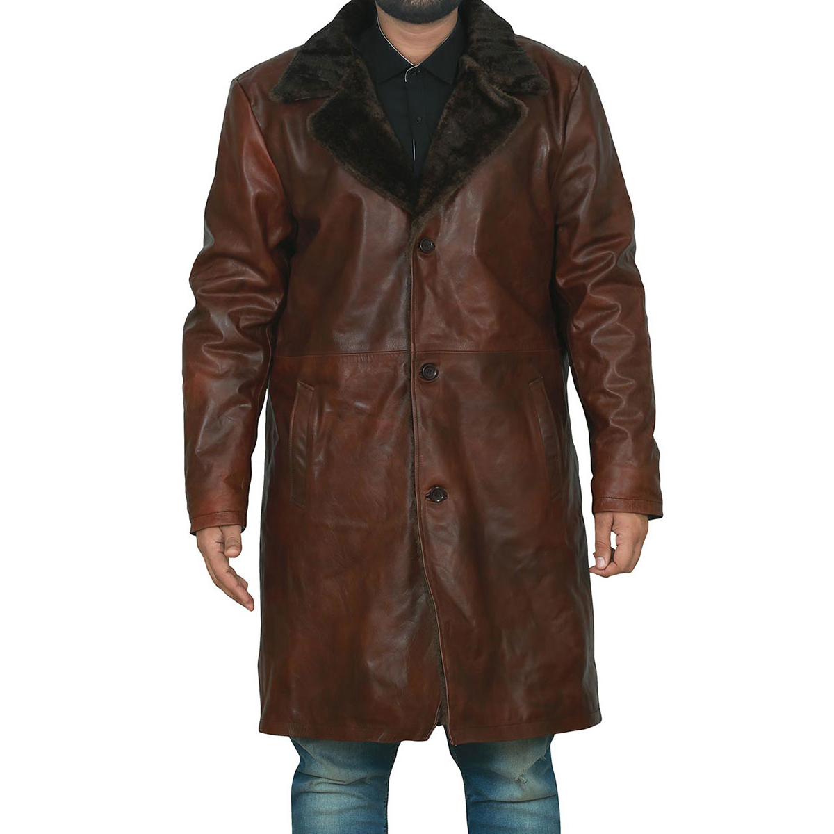 High End Long Fur Lined Leather Trench Coat ODM Factory Luxury Winter Collection for Men