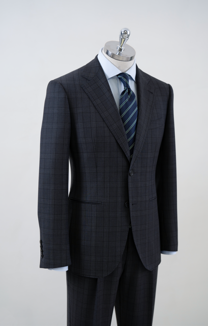 Dark Blue Retro Wool Blazer Men Refreshing Formal Single-Breasted Business Suit Flat Barge Collar Pants Plus Size Fabric Jacket