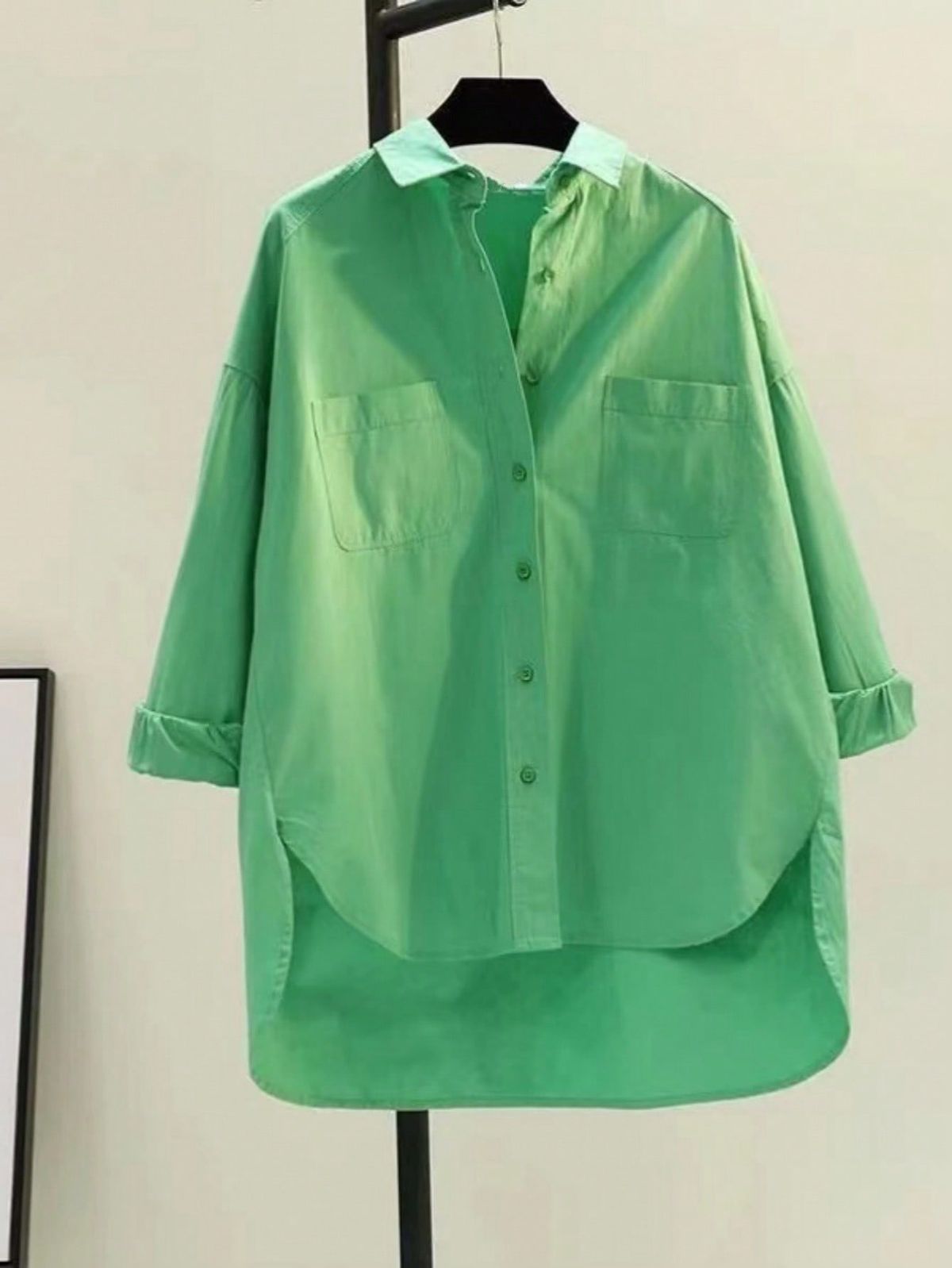 Women Plus Size Casual Loose Fit Button Shirt Long Sleeve Color Blocking Blouse Breathable Anti-Wrinkle Eco-Friendly ODM Fashion