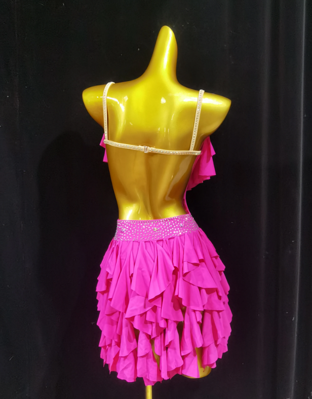 Rose pink Latin Dance Competition Table Performance Costume Professional Stage Tassel Ladies' Party Costumesa Cocktail Dress
