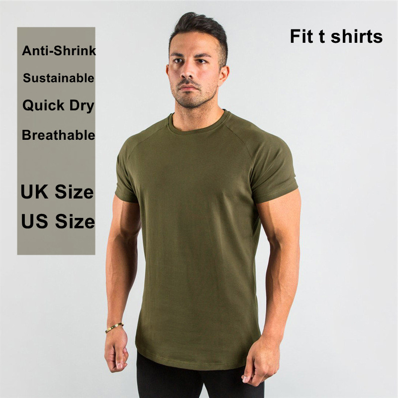 High Quality 95%Cotton 5% Spandex Custom Private Logo Workout Wear Gym Clothing Fitness Apparel Plain Blank Men T Shirts