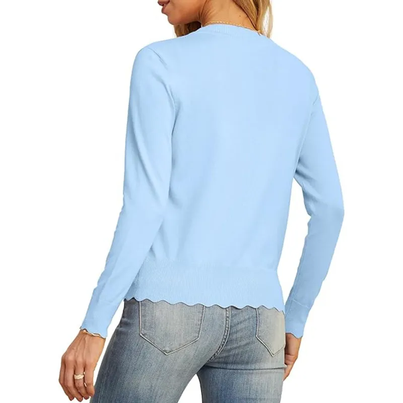Women's Long Sleeve V-Neck Cardigan Knit Shrugs Sweater