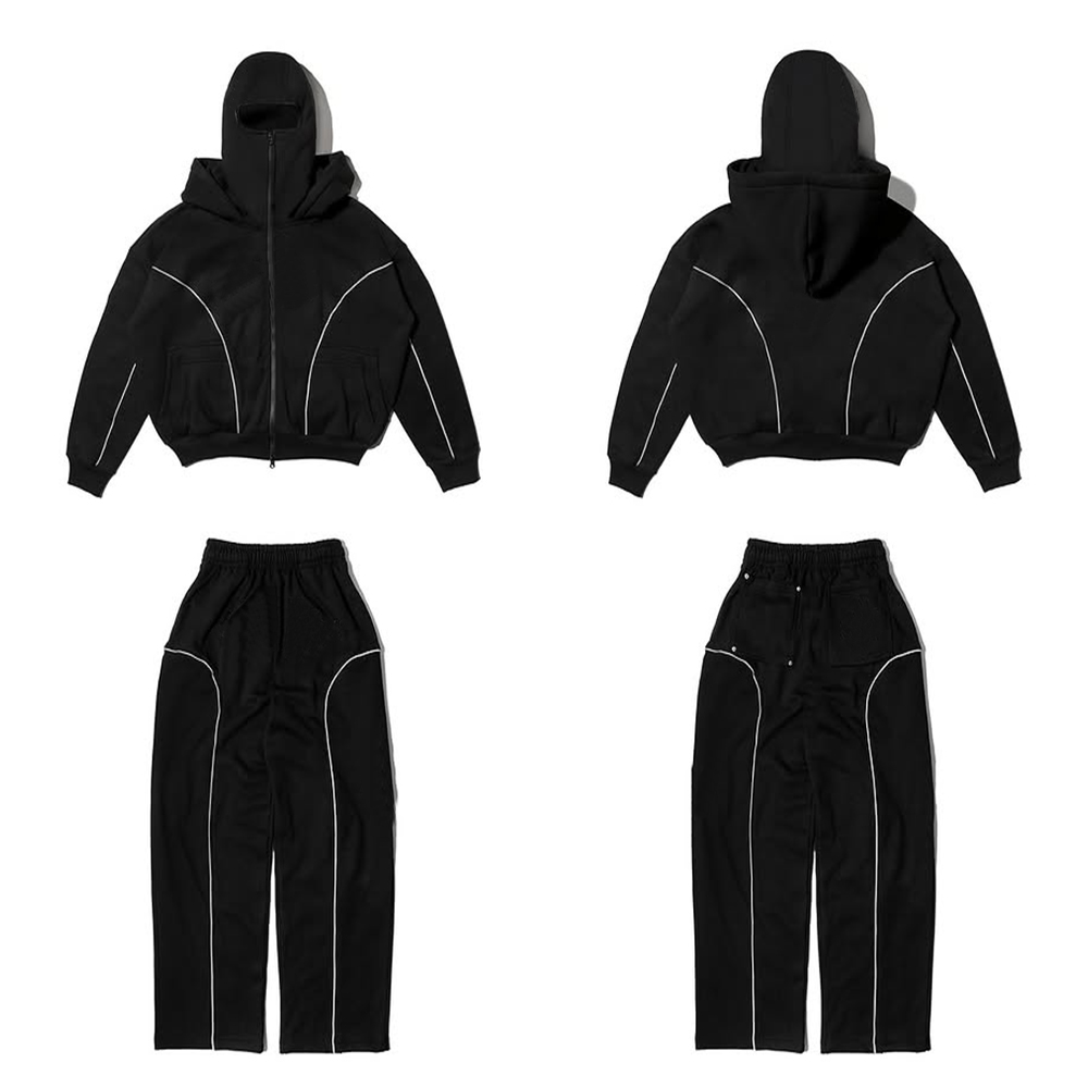 Wholesale Custom Men's Tracksuit Full Face Zip Hoddie Ang Jogging Pants Set High Quality Sweatsuit 2 Piece Set