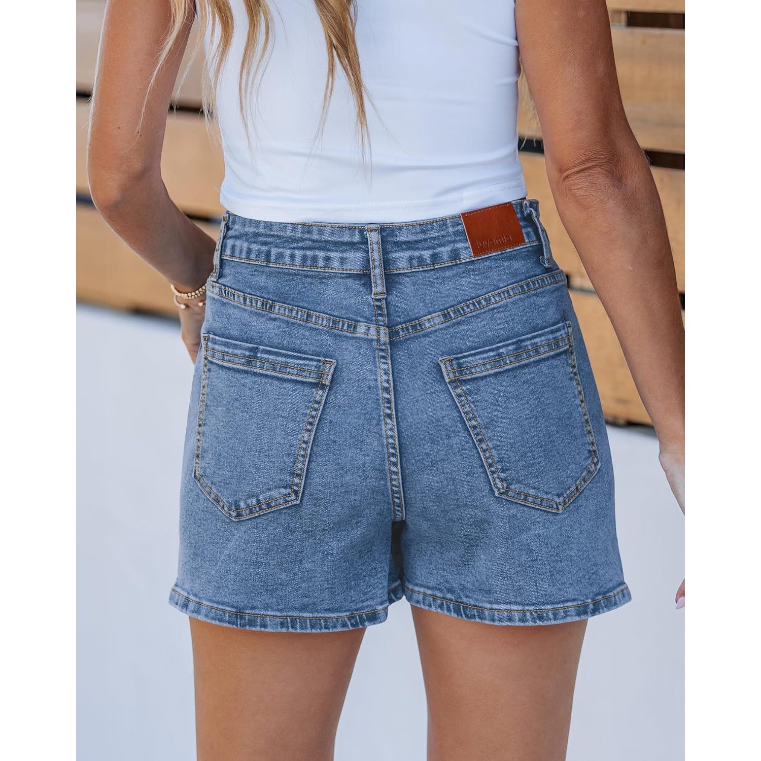 2025 Trendy High Waisted Stretchy Denim Midi and Maxi Skorts for Women Casual Patch Pocket Mini Skirt Shorts