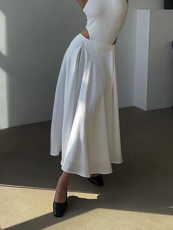 Women's Retro Satin High Waist Maxi Skirt - Flowy A-Line Midi Skirt for Elegant Daily &amp; Formal Occasions