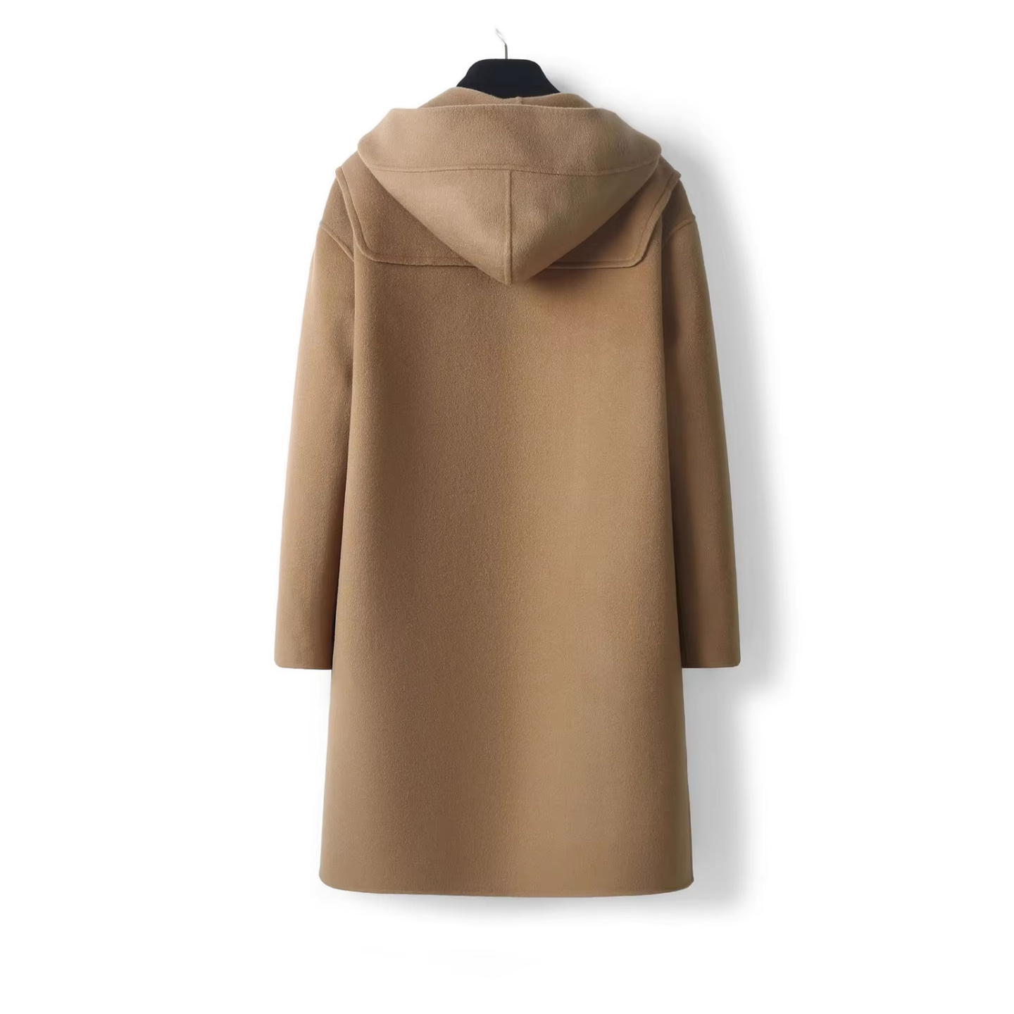 Mens Youth Hooded Trench Coat Horn Pure Wool Double-sided Tweed Factory Outlet