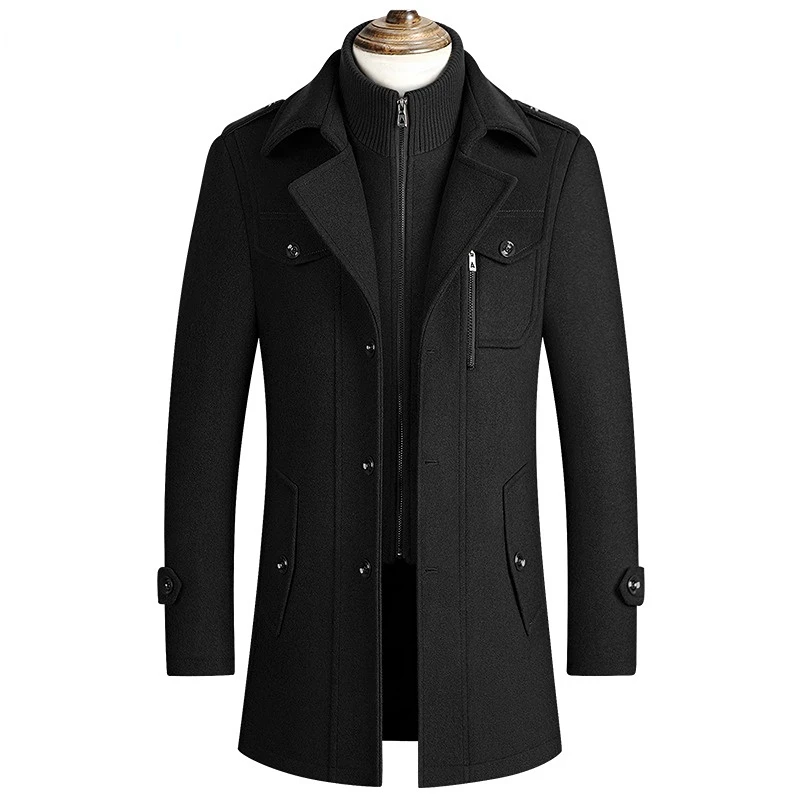 Men's High Quality New Winter Cashmere Overcoat & Wool Blend Trench Coat-Business Casual Style