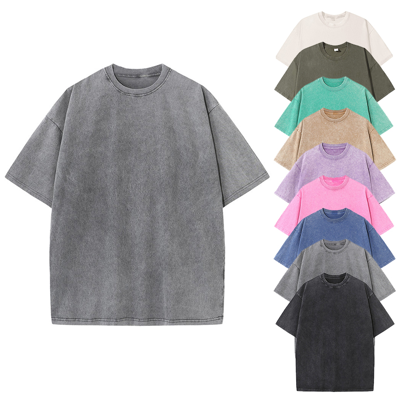 Wholesale Oem 100% Cotton Mens Oversized Tshirt Dtg Print Tee Logo T-shirt Heavyweight Stone Acid Washed Vintage Custom T Shirt