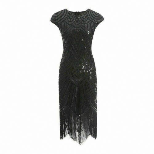 Great Gatsby Flapper Dress for Plus Size 1920s Sequin Fringed Cocktail Party Costume with Empire Waistline Tassel Decoration