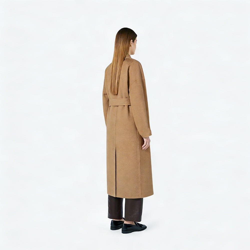 10% Alpaca 90% Australian Wool Long Trench Coat Women's Maxi Length Belted Overcoat Elegant Winter Outerwear OEM Bulk Orders