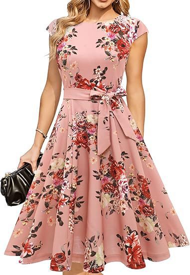 Women's Cocktail Dresses, Formal Wedding Guest Modest Church Vintage Tea Party Midi Evening Dress