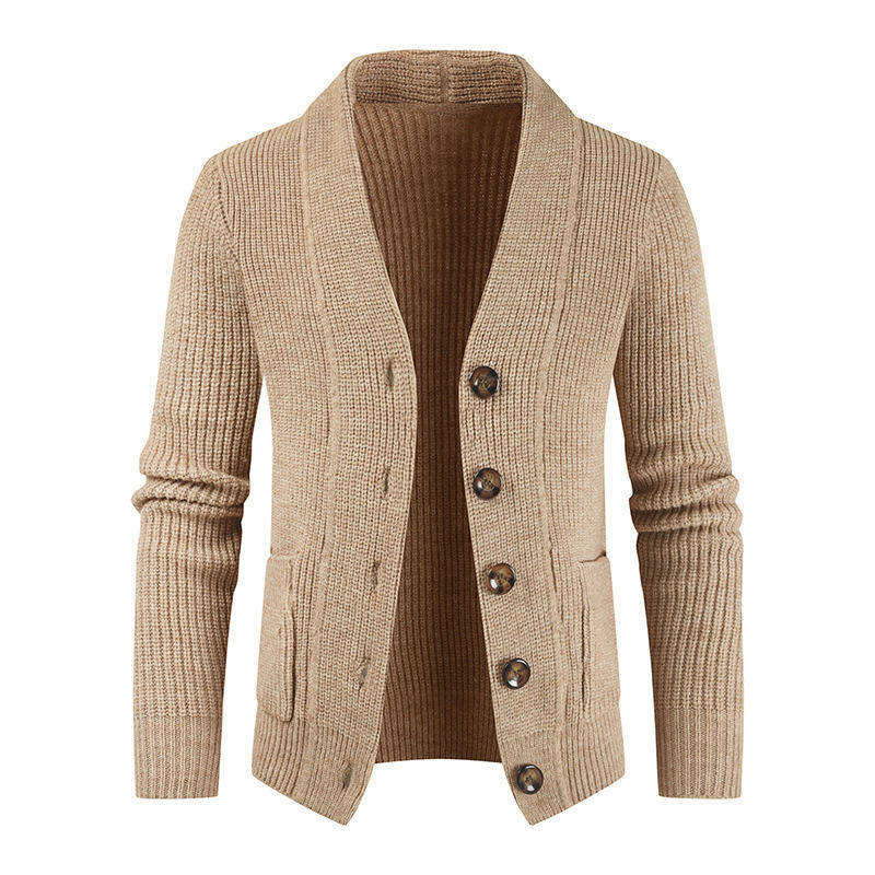 Casual Single Breasted Cardigan Sweater V-Neck Long Sleeve Knitted Mens Cardigans