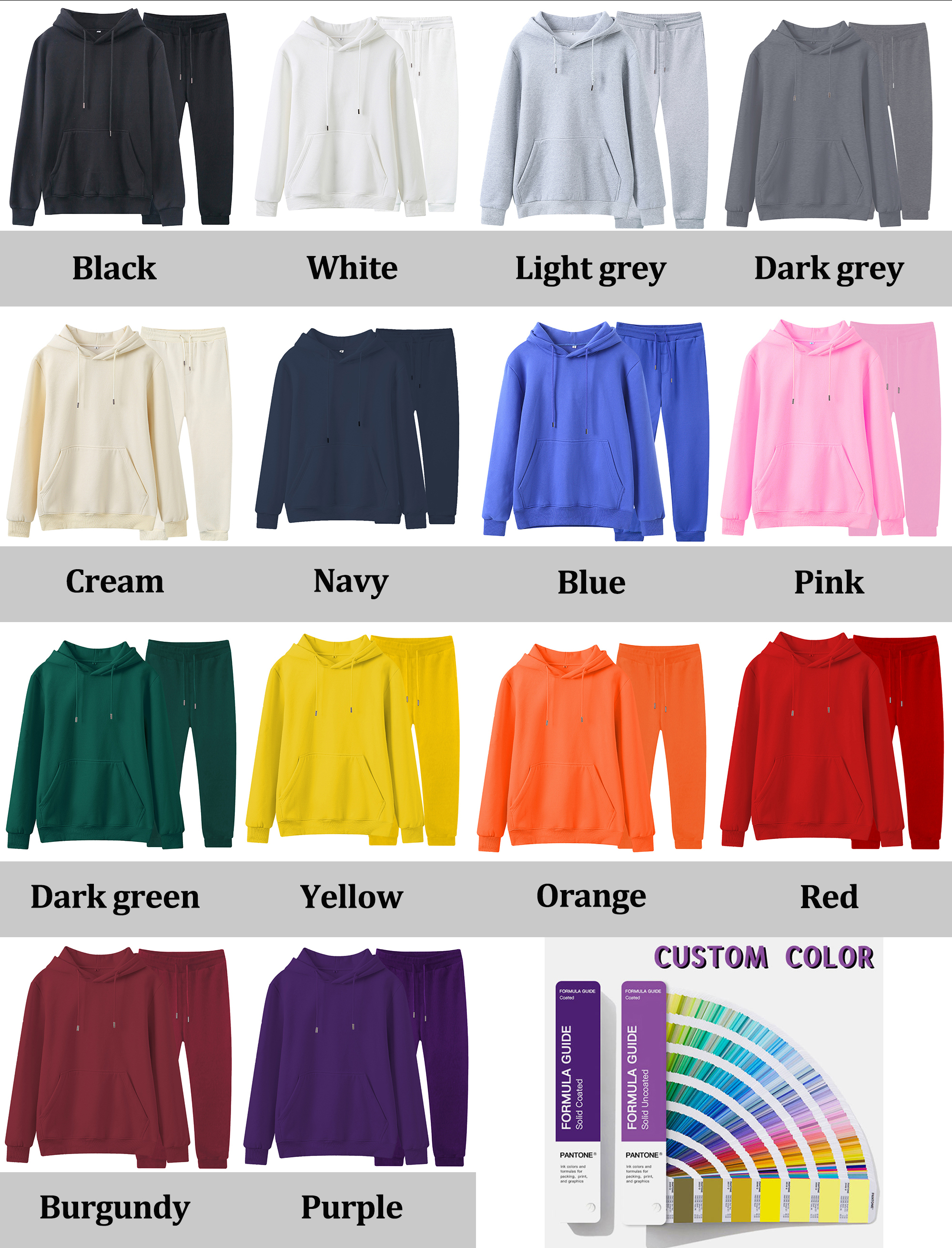 Oem Design Cotton Polyester Men Fleece Tracksuit Color Options