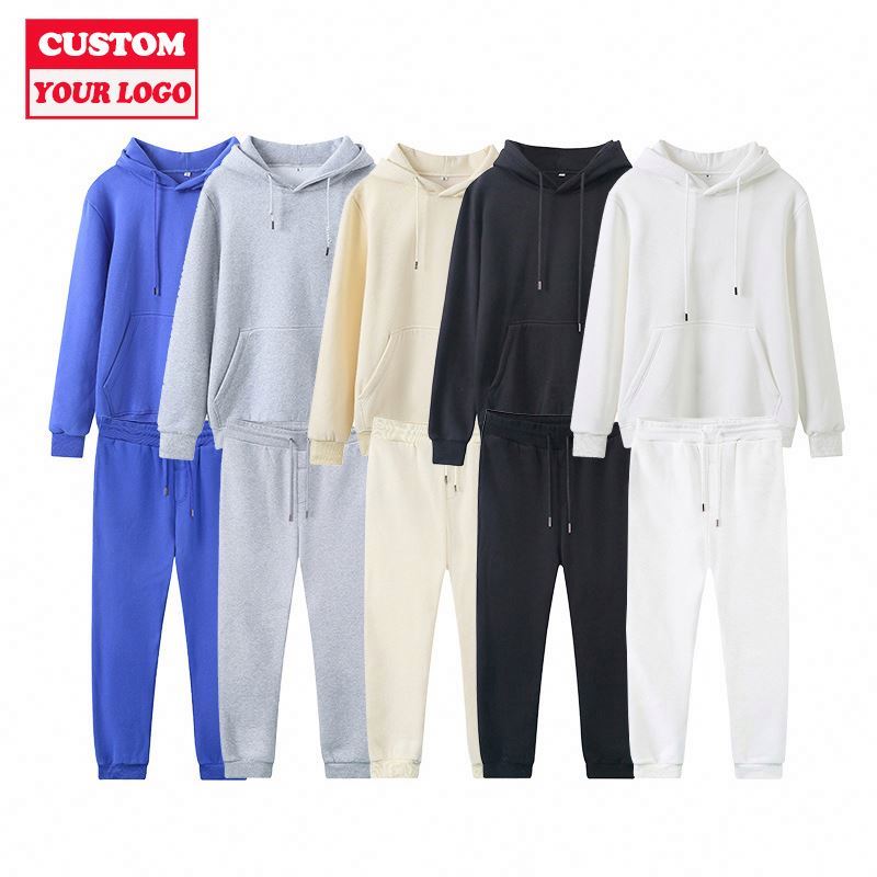 Oem Design Cotton Polyester Men Fleece Tracksuit Full Zip Hoodie Joggers Unisex Jogging Sets High Quality Sweatsuit