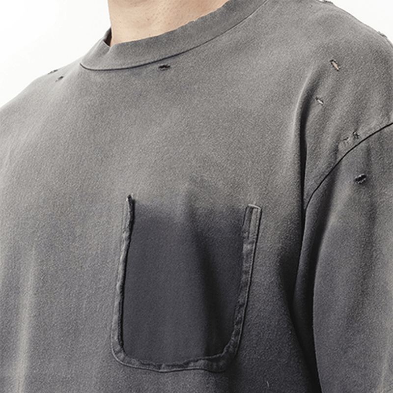 Heavyweight T-shirt Men Graphic Sun Faded Crew Neck Cropped Boxy Tees Screen Printed Tshirt Custom