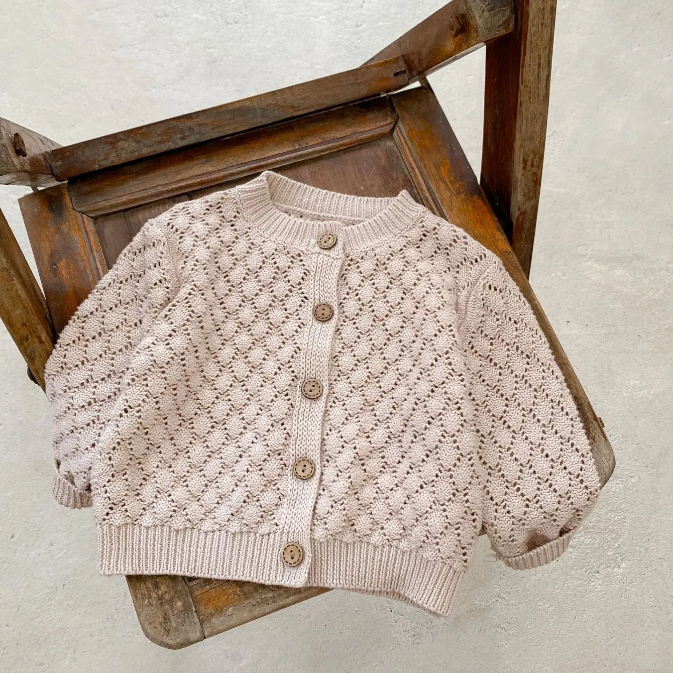 Spring Autumn Boys Girls Baby Fish Scale Knitted Cardigan Cotton Long Sleeve Newborn Sweater