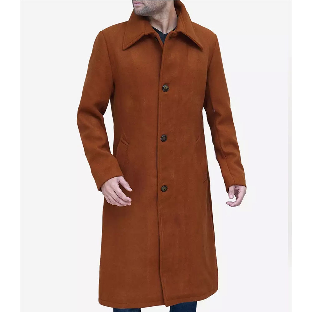 Elegant Men's Wool Blend Trench Coat Winter Jacket Warm Long Overcoat for Autumn Streetwear Casual Formal Outerwear Wholesale