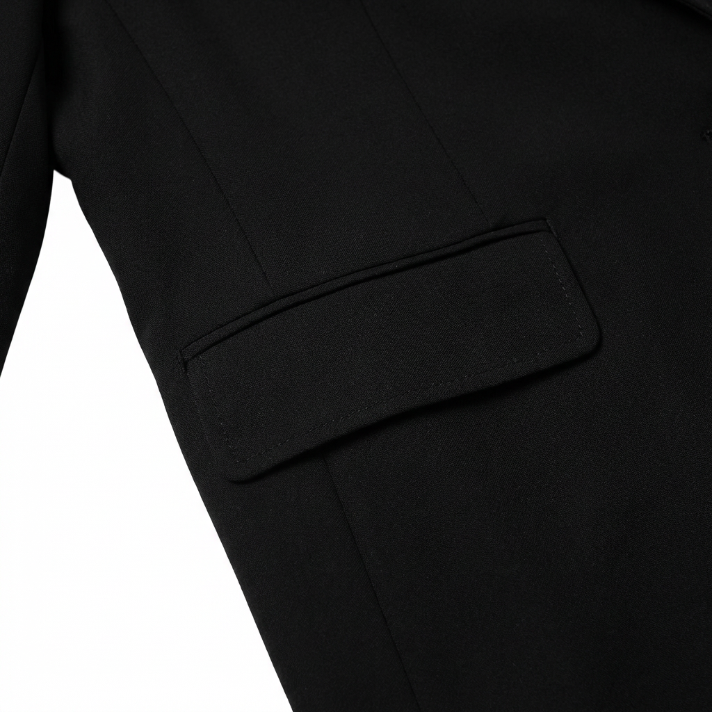 Men's Classic Black Woolen Tailored Blazer Solid Color V-neck Slim Fit Office Business Casual Custom Formal Wear Jacket