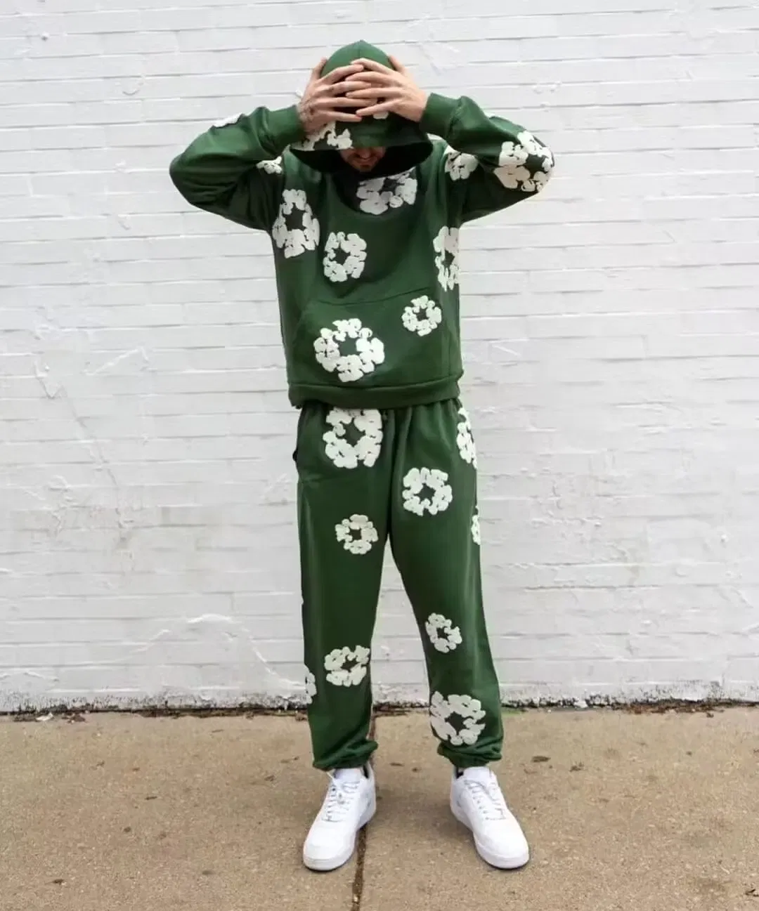Green Hoodie Trendy Streetwear Essential Cotton Sweatshirt