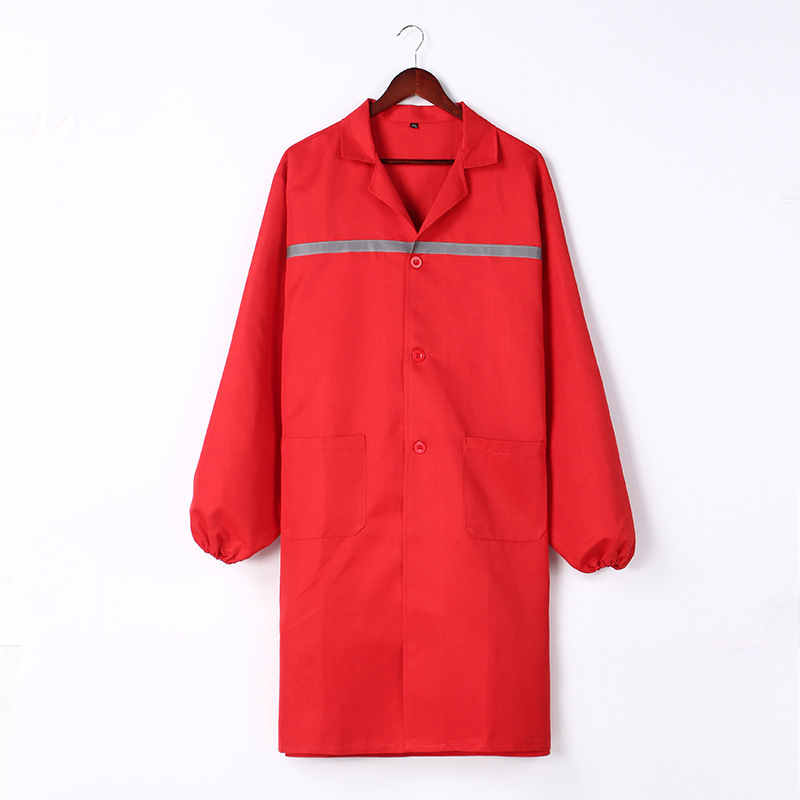 Custom Logo Coat Smock Long Sleeve Cotton Polyester Work Apron Industrial Factory Protection