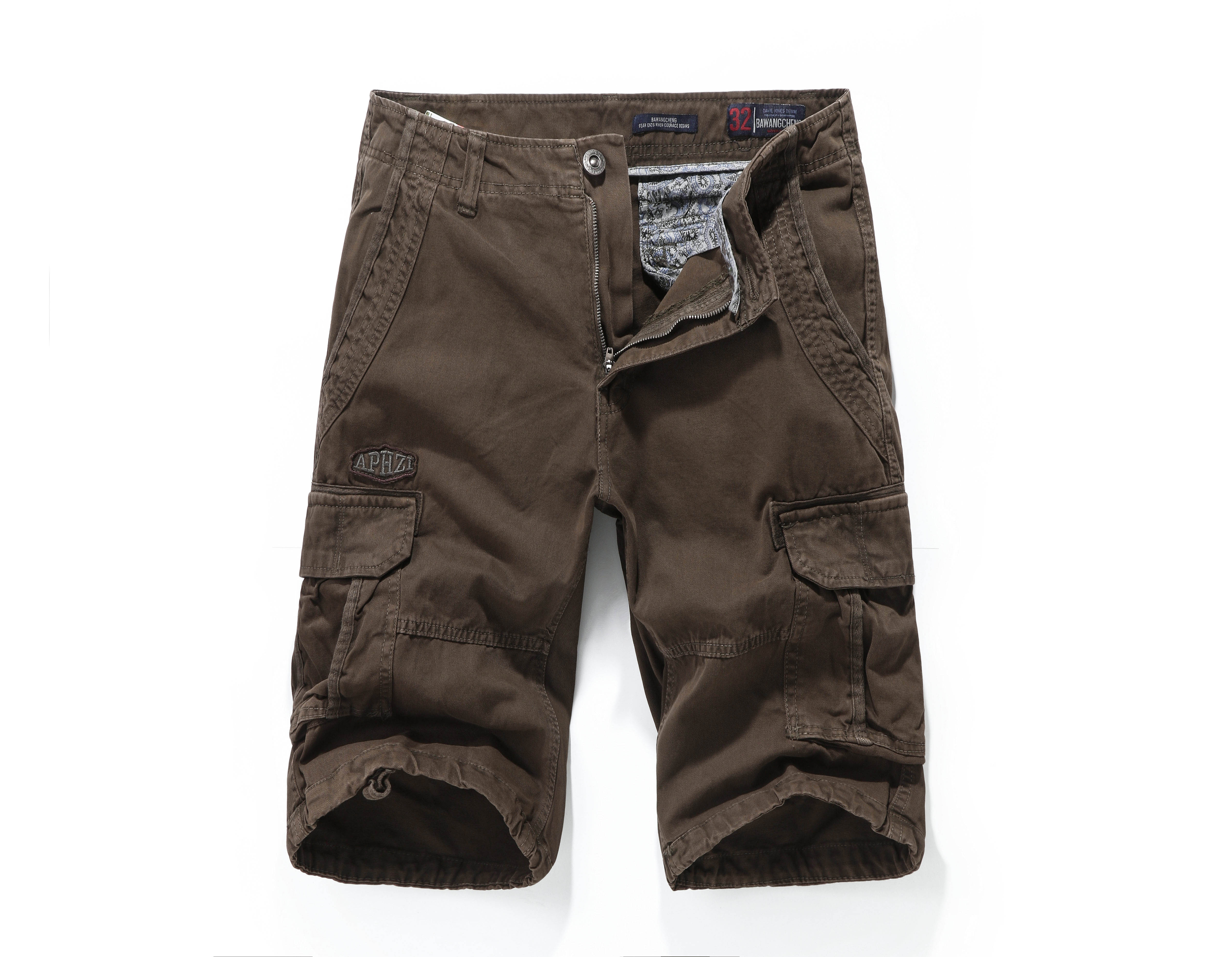 2023 Bawangcheng Multiple Bags of Men's Small Foot Slim Cargo Pants Tactical Pants Style Cargo Short Pants
