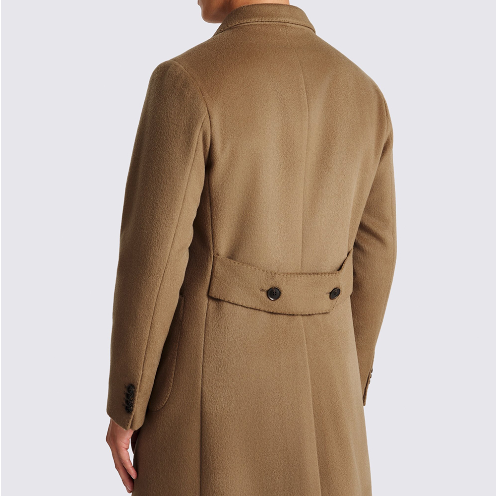 Men Olive Green Double Breasted Wool Blend Overcoat Long Trench Coat Slim Fit Business Casual Winter Warm Cashmere Jacket
