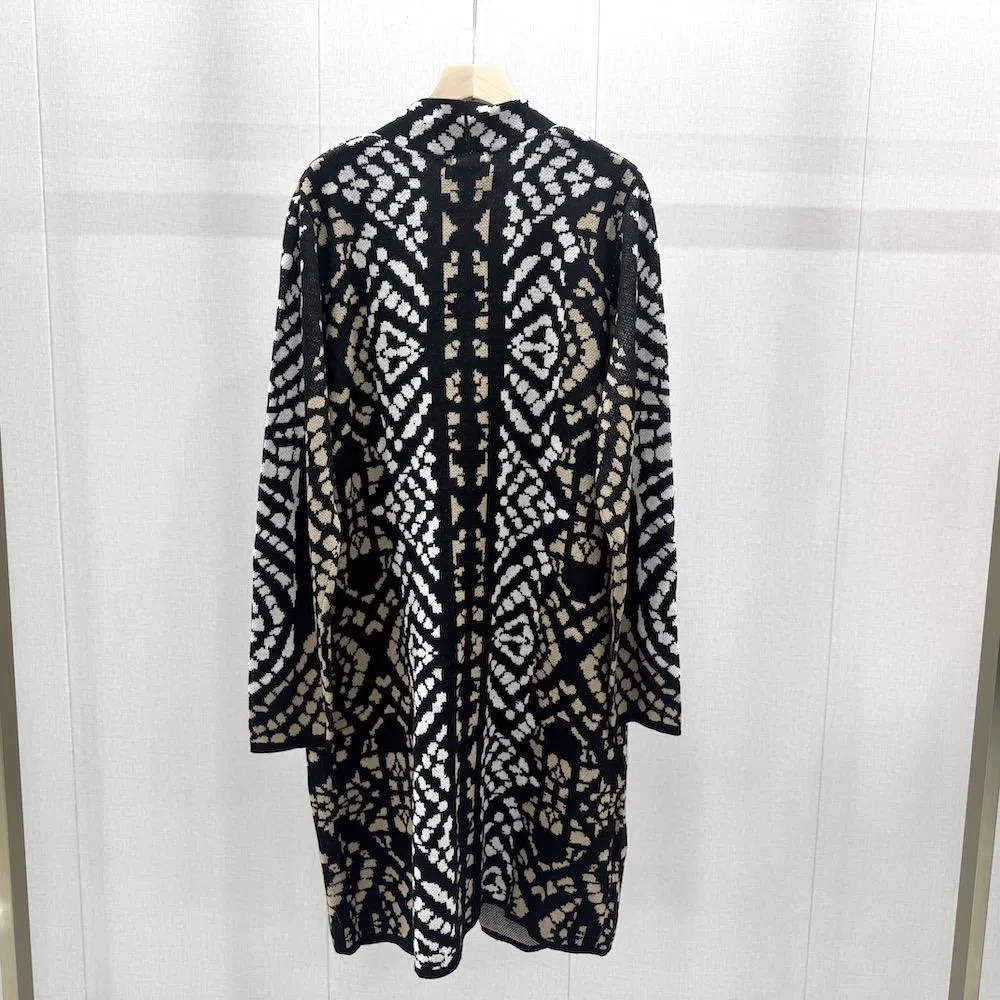 Women's Geometric Figure Design Knit Cardigan Coat Sweater Casual Style Winter Wear