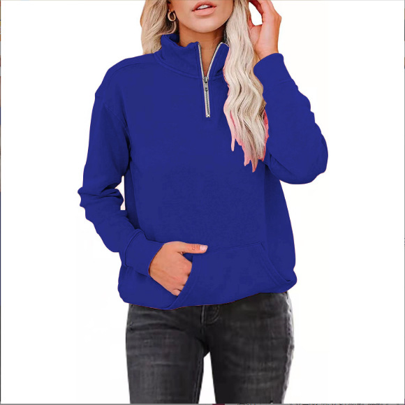 Custom Logo Women's Full Zip Cotton Pullover Hoodie Sweatshirt