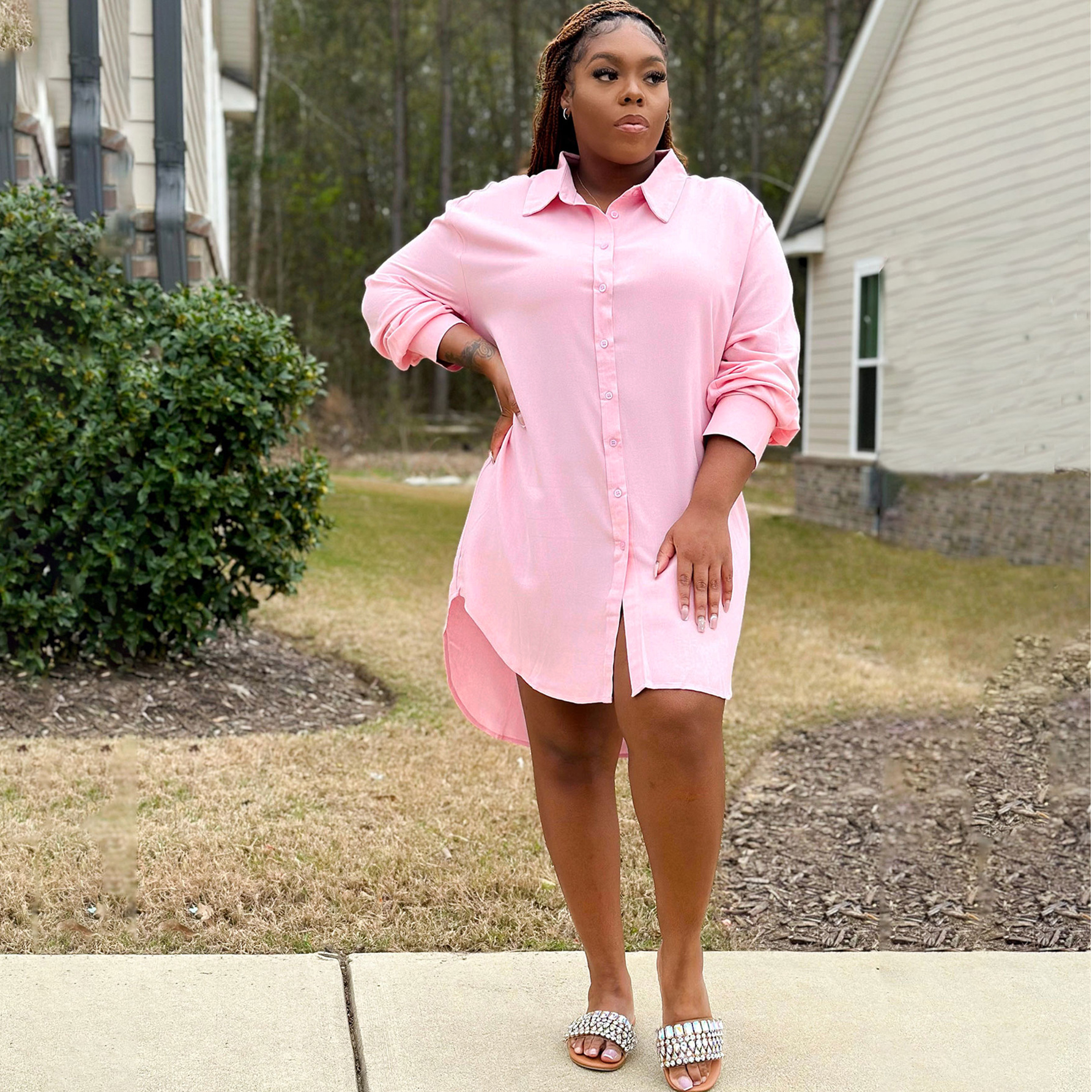 2024 New Arrival Long Single-breasted Loose Dresses Women Plus Size Women's Blouses &amp; Shirts for Women