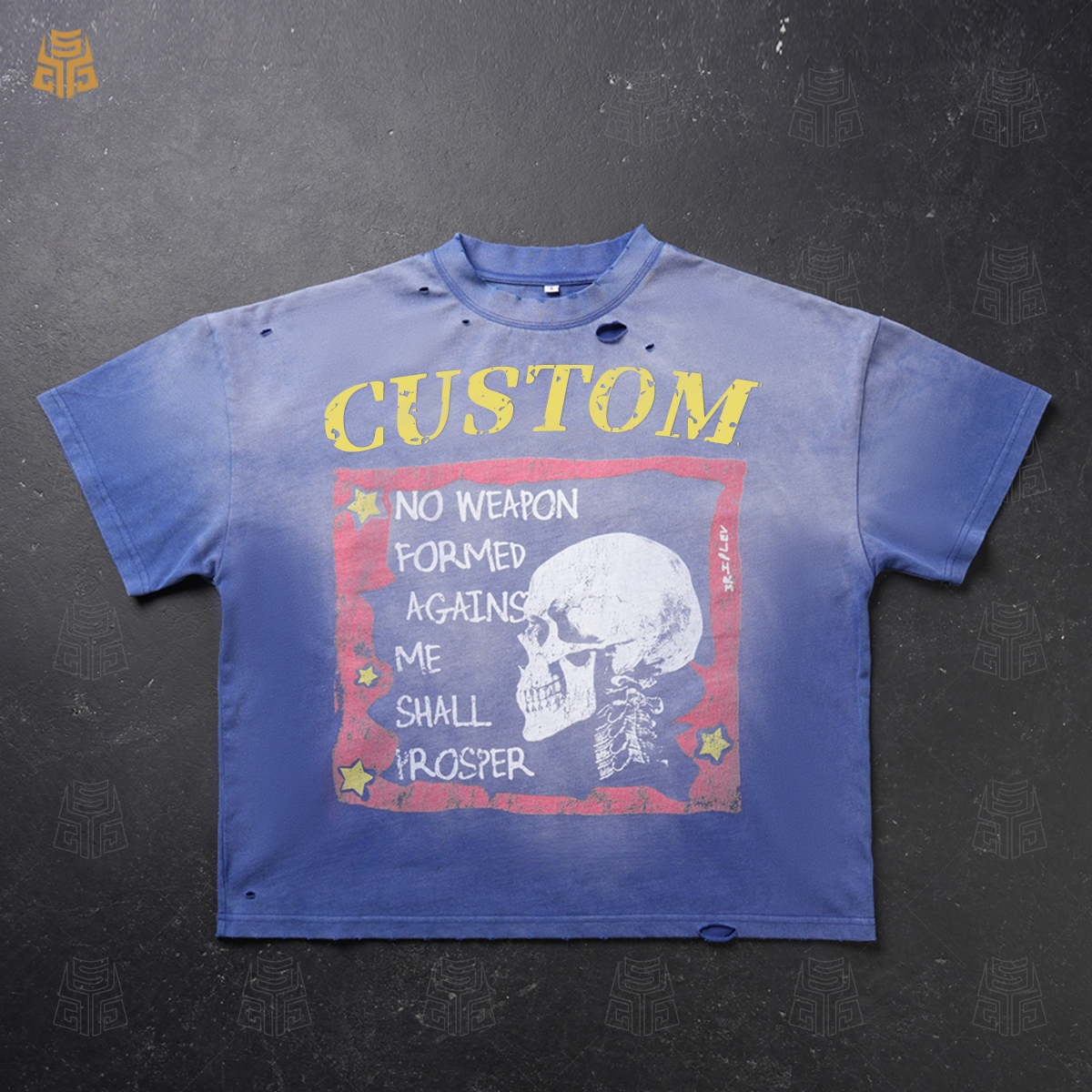 Custom Graphic T-shirt Men's Tshirt Streetwear Oversized Crop Drop Shoulder Heavyweight Vintage Acid Wash t Shirt for Men