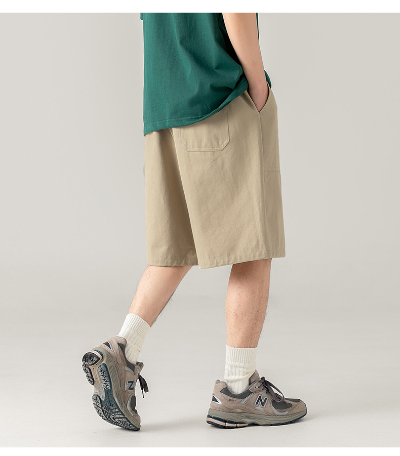Gelan Men's Casual Cargo Pants Five Quarter Summer Shorts with Custom Cotton Printing Solid Pattern Loose Fit