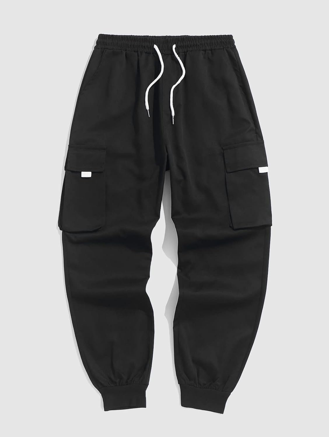 ZAFUL Men's Casual Techwear Joggers Streetwear Cargo Pants Knitted Elastic Waist Flap Pockets Drawstring-Unique Cargo Shorts
