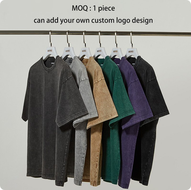 High Quality 100% Cotton Vintage Acid Washed Oversized 240 Gsm Men's Printed T-Shirts Yarn Dyed Eco-Friendly Quick Dry