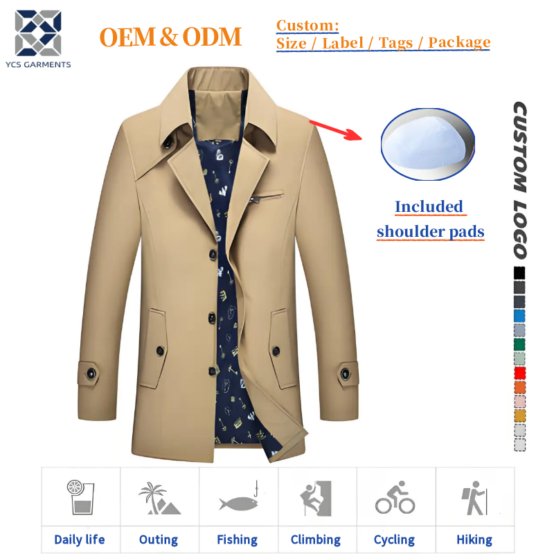 Men's Vintage-Inspired Business Trench Coat | Waterproof Single-Breasted Long Overcoat for Autumn Winter 2025 Collection