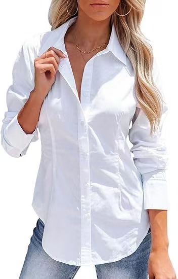 Women's ButtonDown Shirts Long Sleeve DressShirts Wrinkle Free Collared Work Office Solid Blouses...