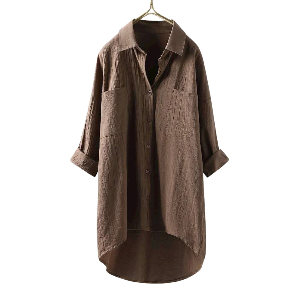 Women's Plus Size Casual Loose Button Blouses Long Sleeve Solid Color Fashion Elegant Jersey T-Shirt Long Shirts