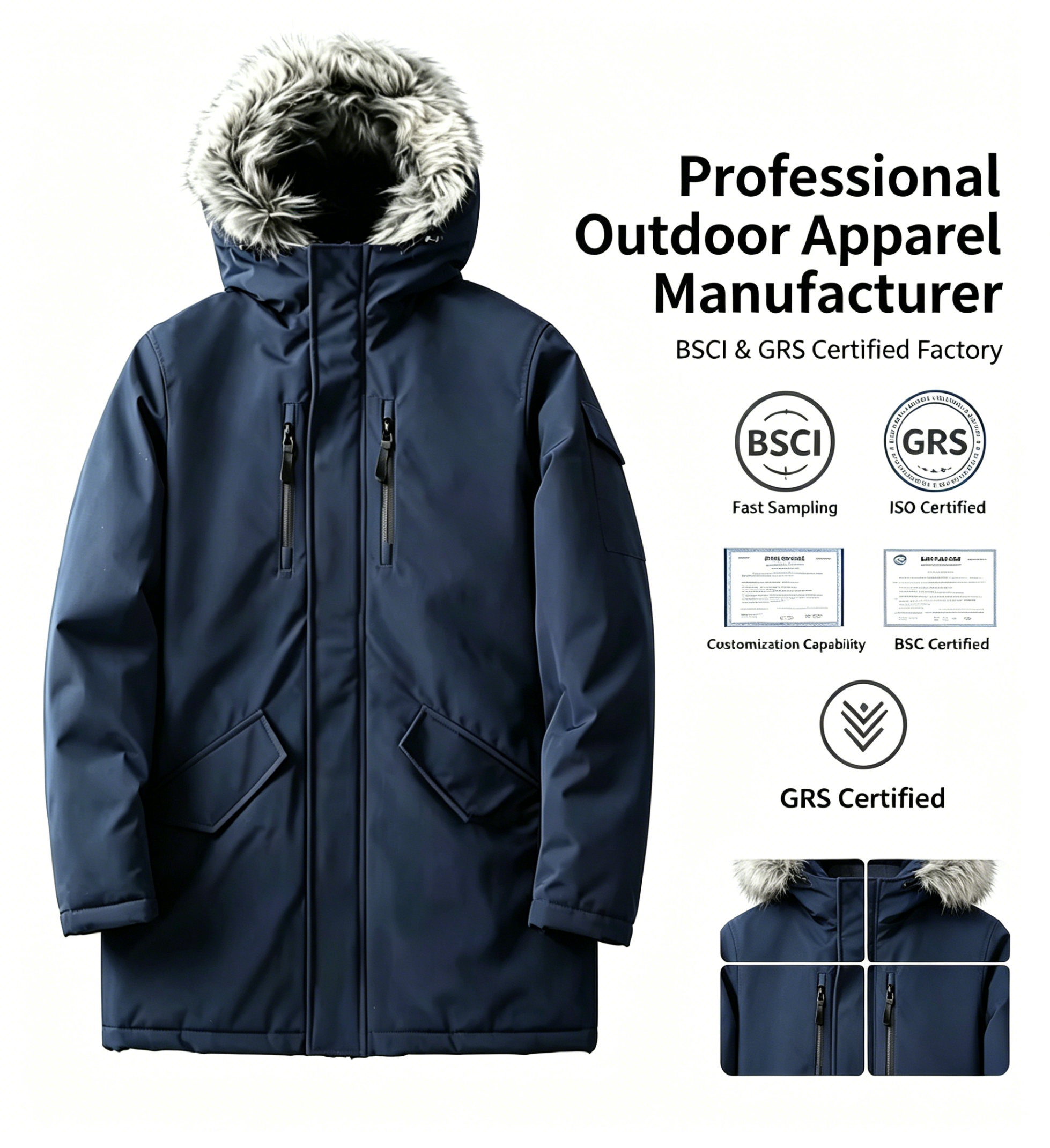 OEM Custom Design Puffer Parka Jackets Men's Hooded Warm Coat Winter Mens Parka Winter Jacket for Men Logo