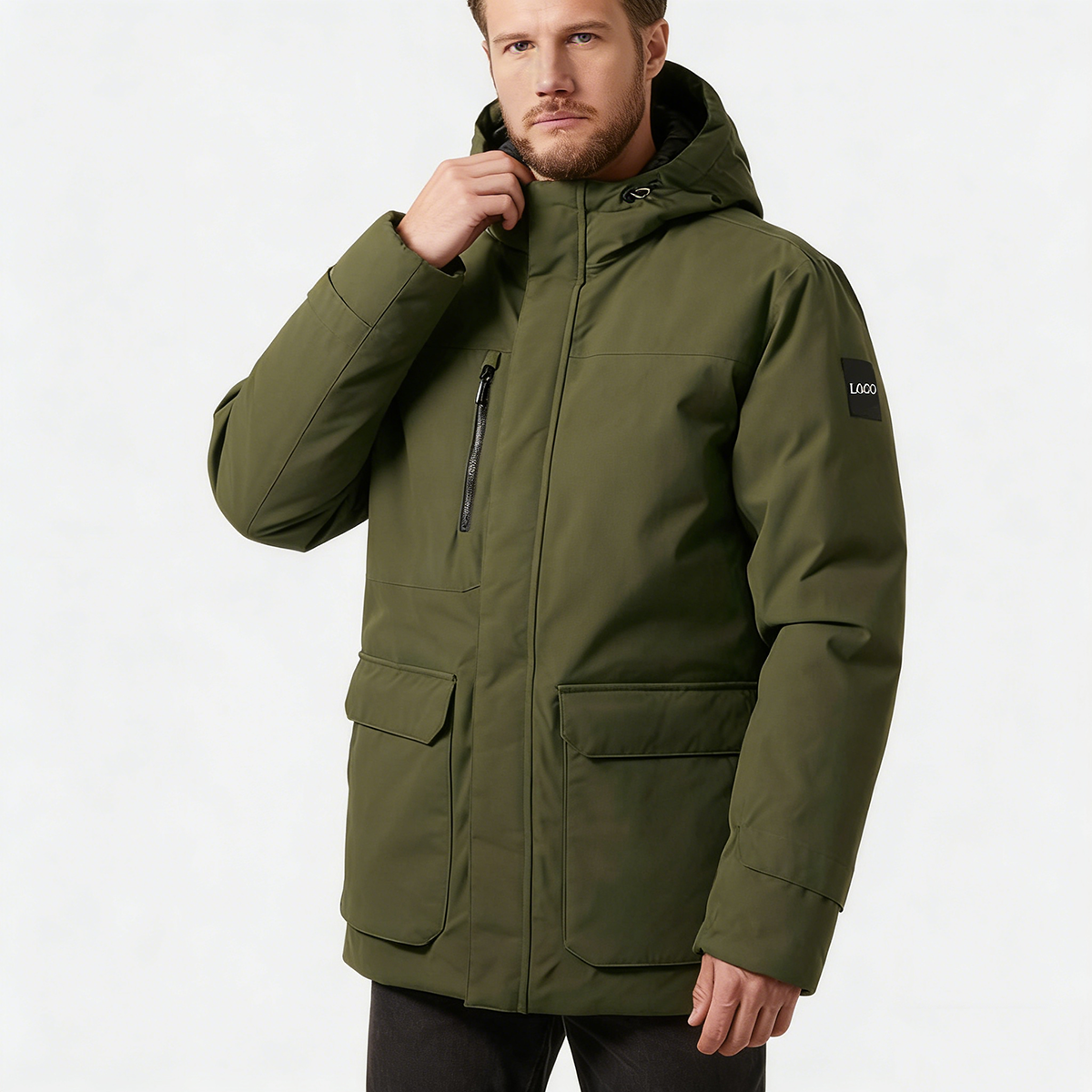 Custom Print Logo 3 In 1 Cotton Down Lined Parka Jacket Hooded High Quality Men Big Pocket Detachable Inner Core Windproof Coat