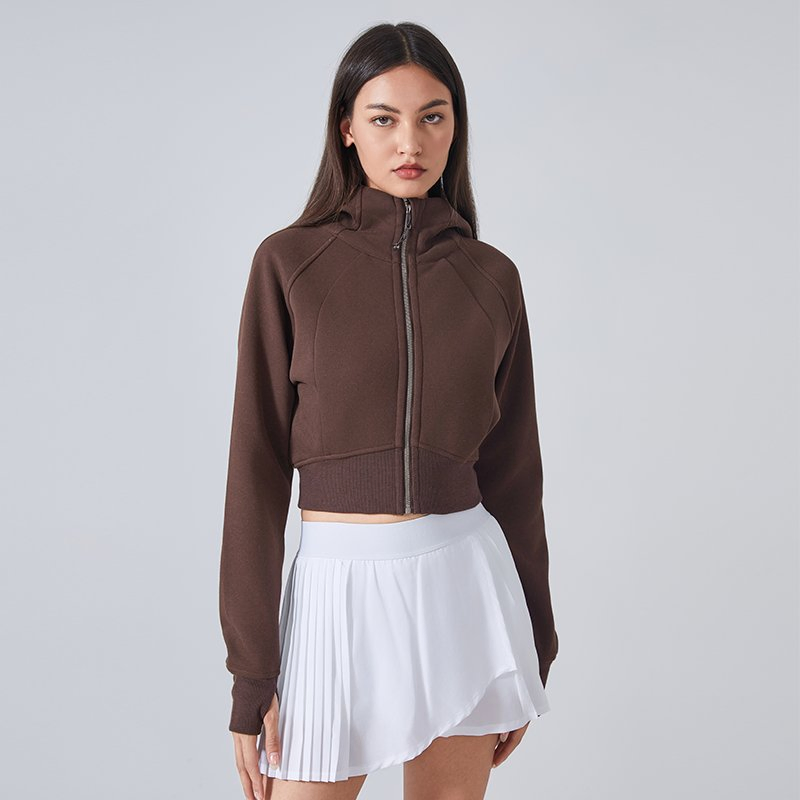 OEM/ODM Custom Activewear Manufacturers Women's Full Zip up Cropped Hoodies Casula Long Sleeve Plain Sweatshirts